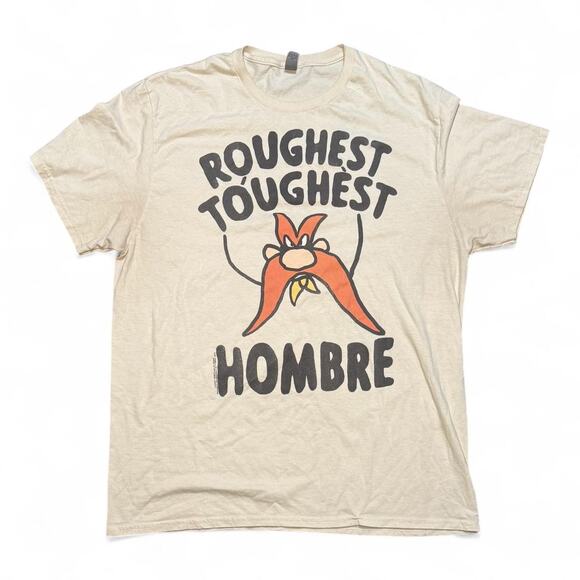 Looney Tunes Yosemite Sam Graphic Tee Sand Roughest Toughest Hombre XL Vintage - Picture 1 of 5